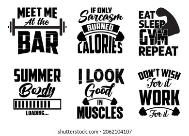 Comer el sueño gimnasia repetir, me veo bien en los músculos, carga del cuerpo en verano, Reúnete conmigo en el bar, tipografía gimnasio constructor de 6 camisetas diseño paquete