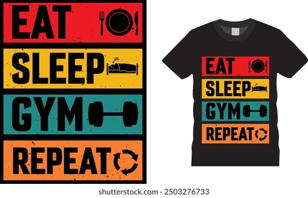 Eat sleep Gym Repeat t shirt design.Gaming T shirt design vector, Game contoller, Ready for print, poster, banner, Pod.