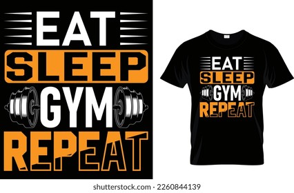 eat sleep gym repeat t-shirt design template