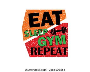 Eat sleep gym repeat typography t-shirt design template for sale.