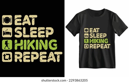 Essen Sie schlafend Wanderung Wiederholen T Shirt Design Template Vector.