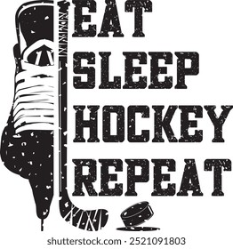 Eat Sleep Hockey Skates Wiederholung, Schlittschuhe, Eishockey, Winter Sport Cut File