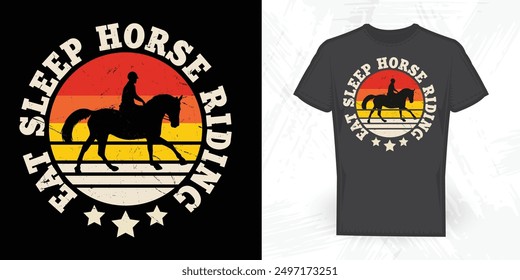 Eat Sleep Horse Riding Funny Vintage Horse T-shirt Design