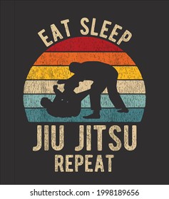 Eat Sleep Jiu jitsu Repeat Funny Bjj Retro best Vector illustration design for use in designing and printing