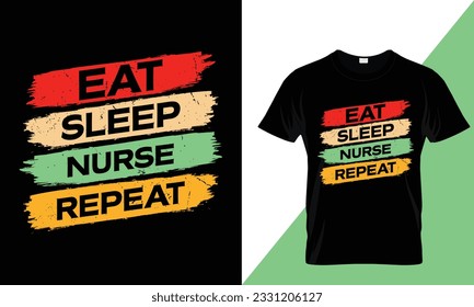 Comer sueño enfermera repetir tipografía enfermería diseño de camisetas