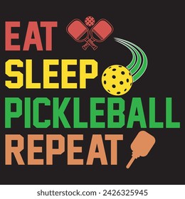 Essen Schlaf Pickle Ball Wiederholen. T-Shirt-Design. Vektorgrafik