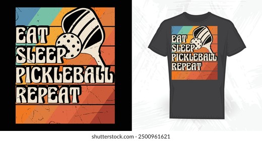 Eat Sleep Pickleball Repeat Funny Antiguas Pickleball Diseño de camiseta