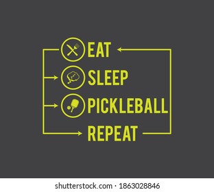 Eat sleep pickleball repeat, Printable vector design