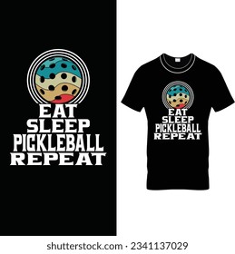  Eat Sleep Pickleball Repeat – Retro Vintage Pickleball T Shirt Design