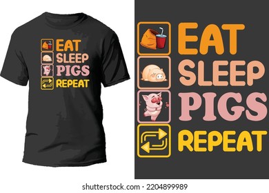Eat sleep pigs repeat t shirt design.