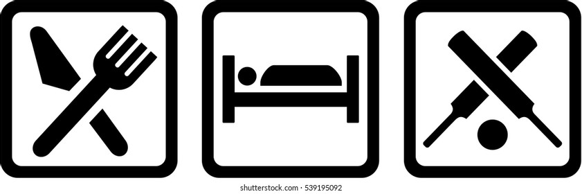 Eat sleep and play cricket icons