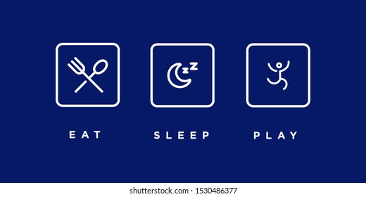 eat sleep play run icon logo Vector illustration in trendy linear line outline style