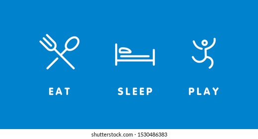 eat sleep play run icon logo Vector illustration in trendy linear line outline style