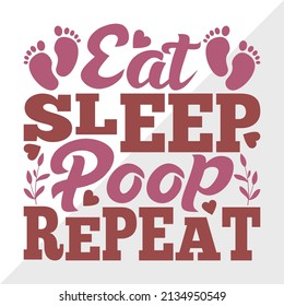 Eat Sleep Poop Repeat Printable Vector Illustration