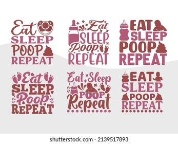 Eat Sleep Poop Repeat Printable Vector Illustration