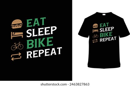 Eat Sleep Repeat Bicycle Day T shirt Design, vector illustration, graphic template, print on demand, typography, vintage, eps 10, textile fabrics, retro style, element, apparel, bikers tee