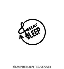 Eat, Sleep, Repeat Letter with Fork and Spoon Combination Isolated on White Background