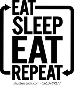 Eat sleep eat repeat. Motivational text.