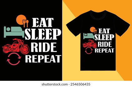 Diseño de camiseta de repetición de Eat Sleep Ride