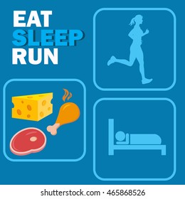 eat sleep run concept, vector illustration 