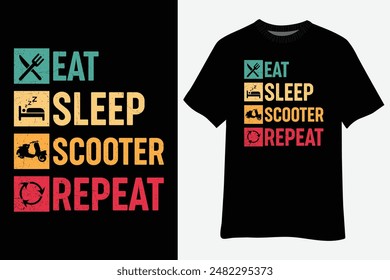 Eat Sleep Scooter Repeat Retro Vintage Scooter T-Shirt