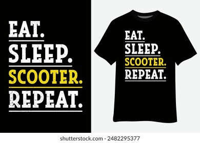 Eat Sleep Scooter Repeat Retro Vintage - Scooter Lover T-Shirt Design