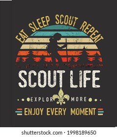 Eat Sleep Scout Wiederholen Vintage Scouting Scout Life Design Vektorgrafik zur Verwendung in Design und Print-Poster Leinwand