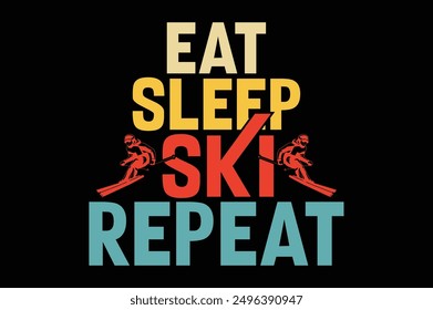 eat sleep ski repeat t shirt design