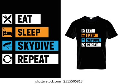 Comer sono céu mergulho repetir - Skydiving T Shirt 