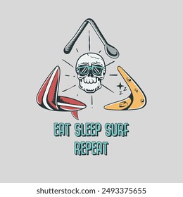 eat sleep surf repeat illustration