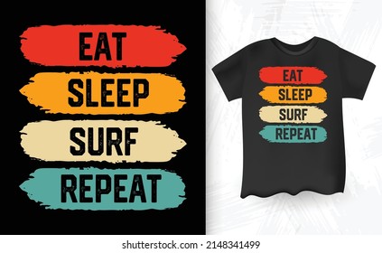 Comer Sleep Surf Repetir el diseño de camisetas de Kitesurf Vintage