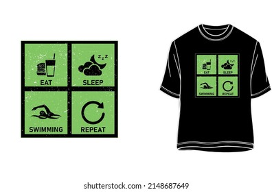 Eat sleep swimming repeat - tshirt.