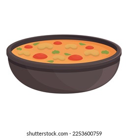 Eat soup icon cartoon vector. Dish food. Korean meal