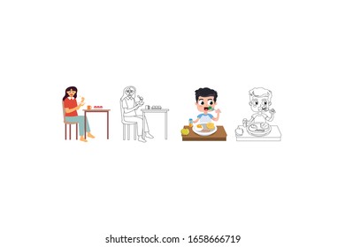 Coma En La Banda De Ilustración Del Vector De La Mesa
