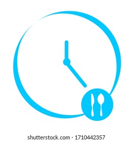 Eat time, clock, watch icon. Concept of UI design elements. Digital countdown app, user interface kit, mobile clock interface. It's time to lunch sign