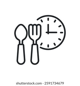 Eat time thin line icons. EPerfect pixel on transparent background