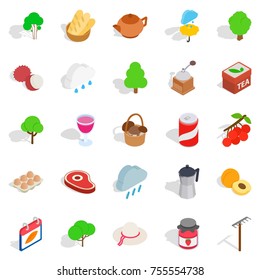 Eat vegetable icons set. Isometric set of 25 eat vegetable vector icons for web isolated on white background