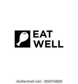 Diseño del logotipo de Eat Well Logotipo Alimentos Láminas de pollo