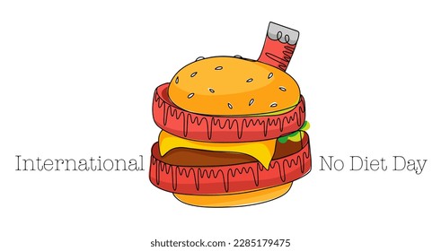 Eat What You Want Day. International No Diet Day. Colored vector illustration for different uses.