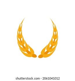 Eat wheat. Bread organic company identity natural wheat and icon. Contour and agriculture wheat, product company. Ears farm style design. Farm flat logo natural