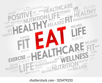 EAT word cloud, fitness, sport, health concept