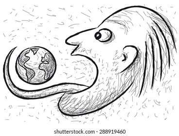 Eat the world, vector illustration
