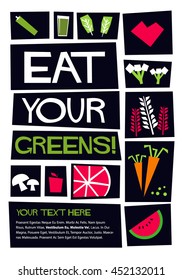 Eat Your Greens (Flat Style Vector Illustration Poster Design)