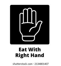 Eat with your right hand. rice box reminder icon