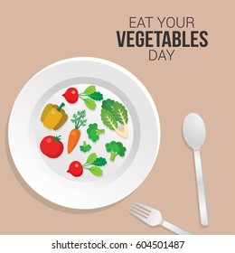 Eat Your Vegetable Day Vector Illustration. Suitable for greeting card, poster and Banner.