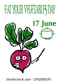 Eat your vegetables day flyer with cute hand-drawn vegetables EPS 10
