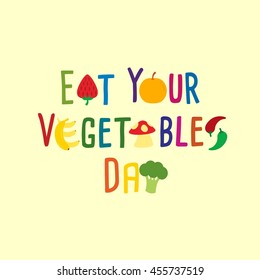 Eat your vegetables Day Vector Illustration.Diet background with organic product. flat style.