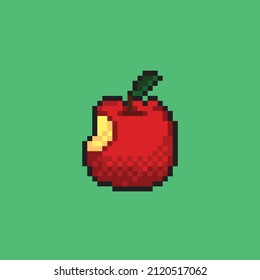 eaten apple in pixel art style