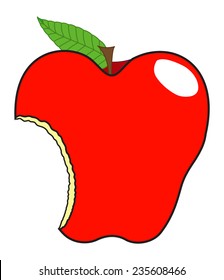 Eaten Apple Vector Illustration