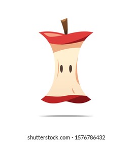 Eaten apple vector isolated illustration